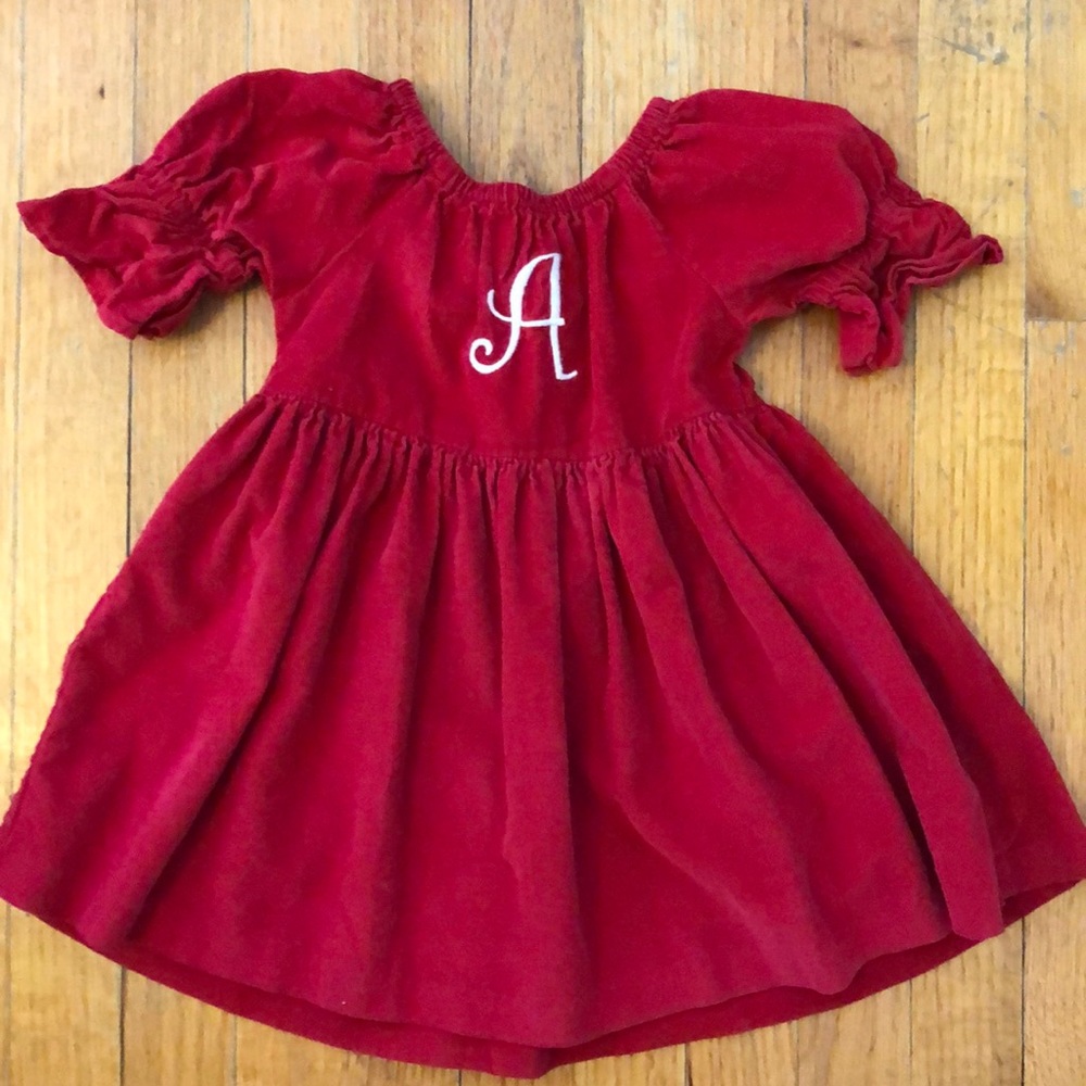 Corduroy “A” Dress with puffy sleeves